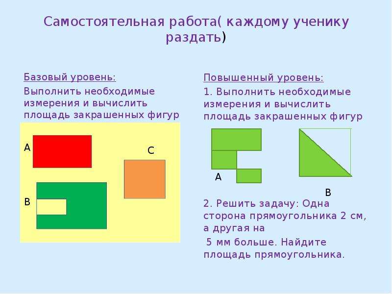 Площадь каждого прямоугольника