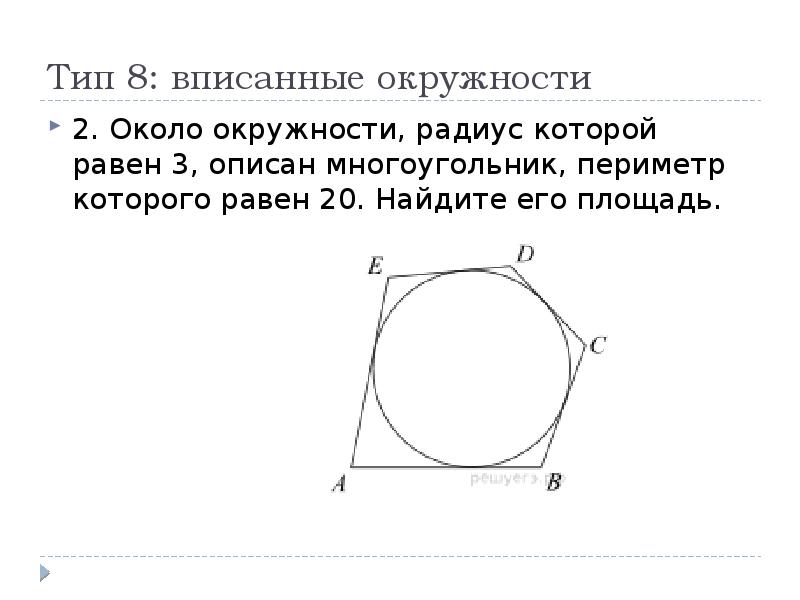 Около окружности радиуса 3 описан многоугольник