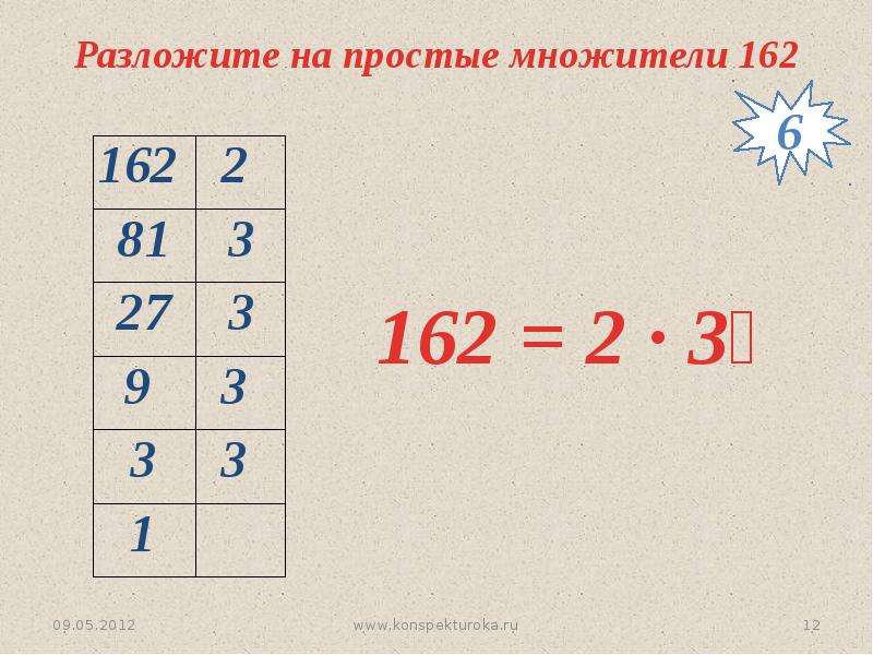 Разложите на простые множители числа 54