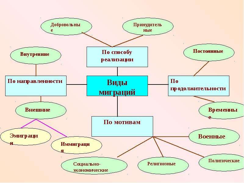 Составьте обобщающую схему виды миграций