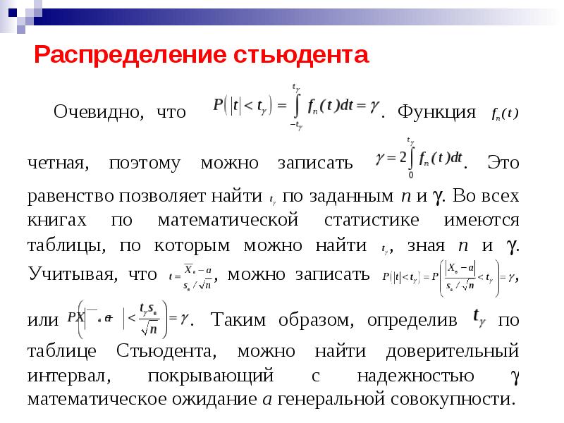 Параметры распределения