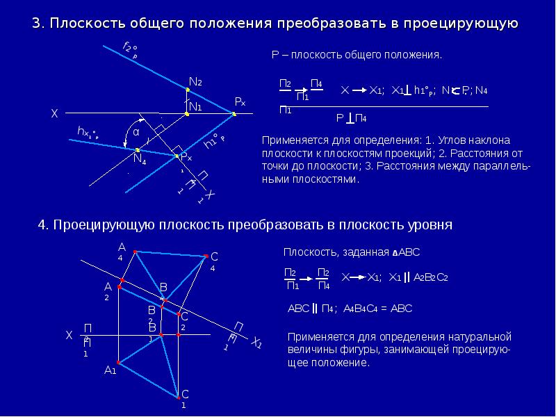 Общая плоскость. Преобразование плоскости в проецирующую. Преобразовать плоскость общего положения в проецирующую. Преобразование плоскости общего положения в проецирующую. Плоскость общего положения.