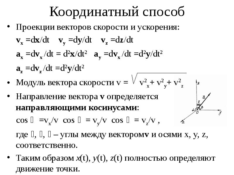 Проекция скорости на координатную ось