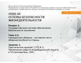 Применение средств индивидуальной защиты в ЧС (противогазы, ОЗК)