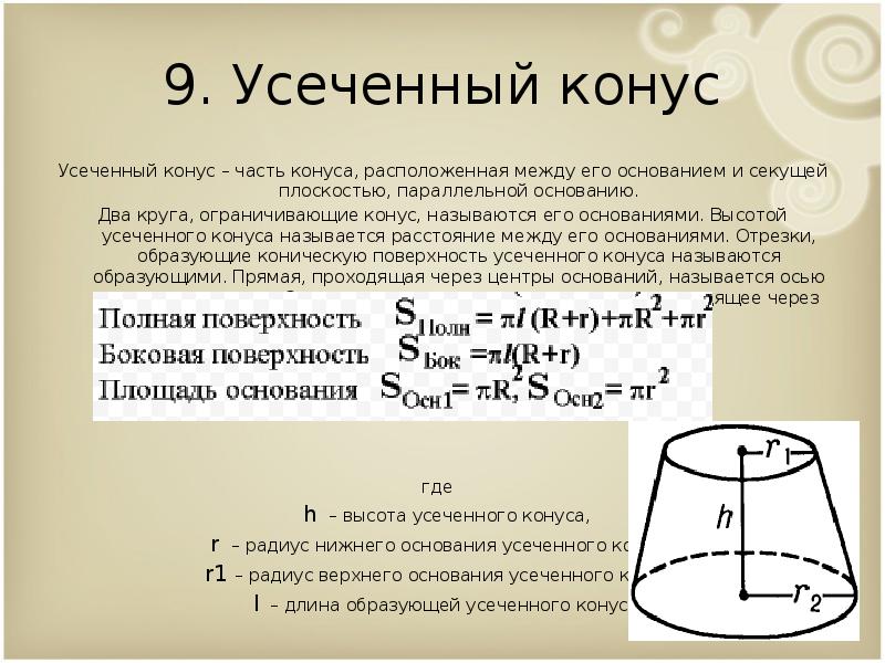 2 основания конуса