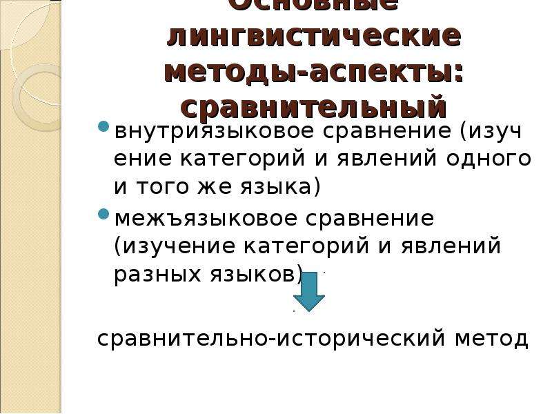 Лингвистические методы. Лингвистическая методика. Принципы межъязыкового сравнения.. Лингвистические методы исследования.