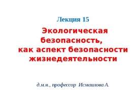 Экологическая безопасность, как аспект безопасности жизнедеятельности