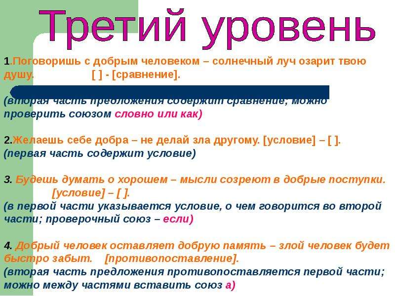 Вставить союзы. Поговоришь с добрым человеком Солнечный Луч озарит. Поговоришь с добрым человеком Солнечный. Поговоришь с добрым человеком _Солнечный Луч озарит твою душ. Сравнение как проверить.