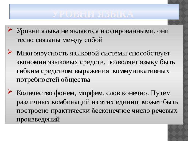 Единицы языка уровни языковой системы презентация 10 класс