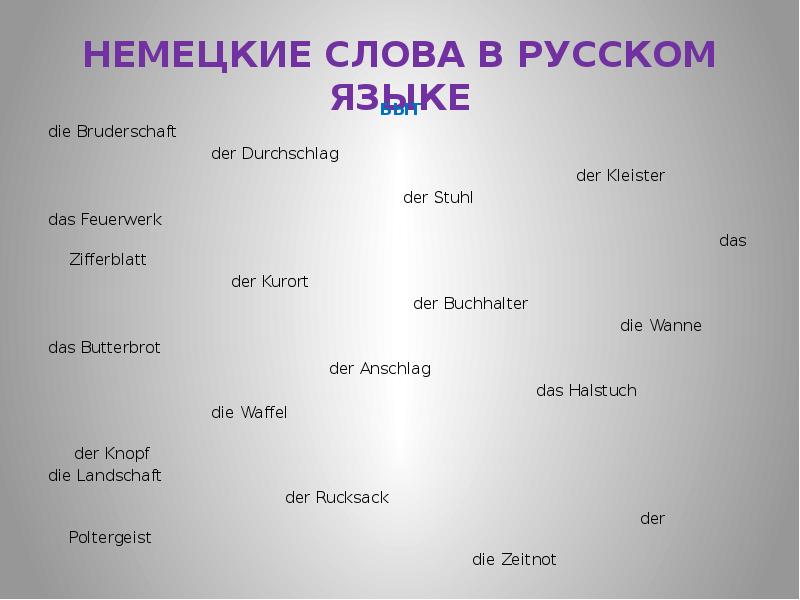 Немецкое слово буду. Немецкие слова. Немецкие слова в русском языке. Русские слова немецкого происхождения. Германские слова.