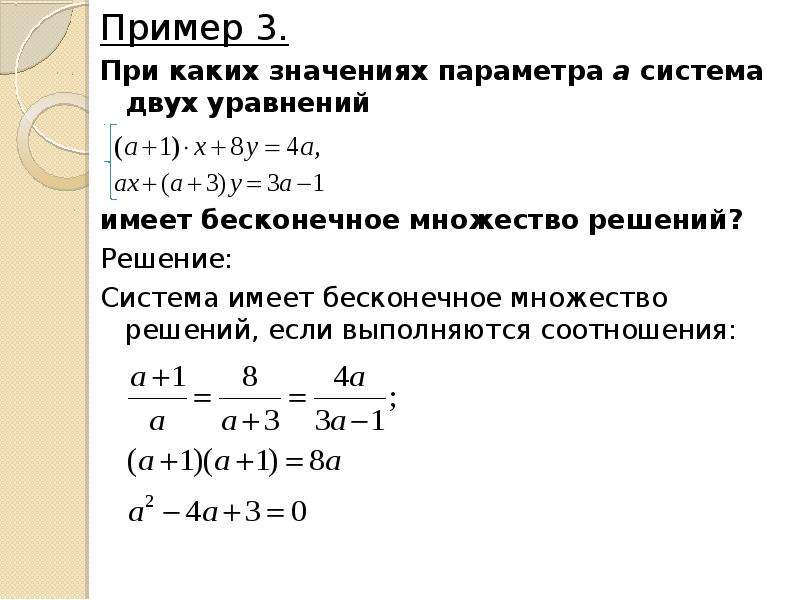 При каких параметрах а уравнение имеет