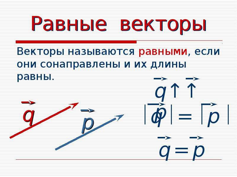 Определите равные векторы