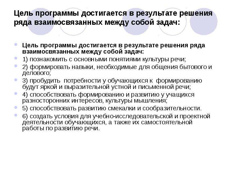 Развитие речи и культура речевого общения. Цели культуры речи. Понятие культура речи.цели задачи. Программа Кружка культура речи.