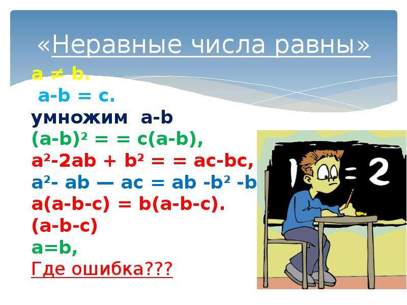 Где ошибка. Математический софизм неравенство. Дважды два равно пять. Софизмы неравенство равных. Тригонометрические софизмы.