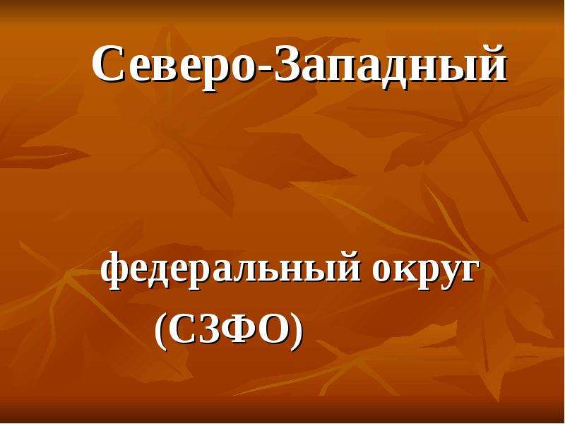 Презентация про северо западный округ