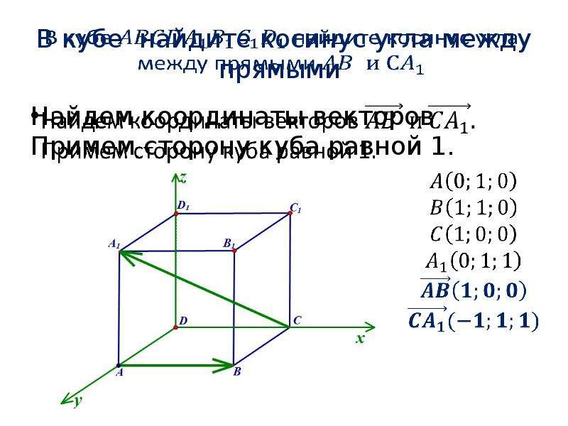 Куб найдите вектор