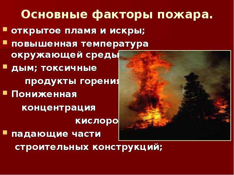 Пожары какой фактор. Основные факторы пожара. Опасные факторы и причины пожаров. Пожар для презентации. Опасные факторы пожара открытый огонь.