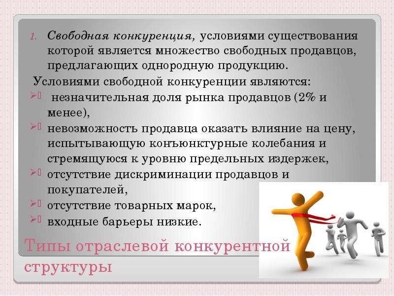 Суждения о конкуренции производителей. Условия свободной конкуренции. Условия сосуществования конкурентов.