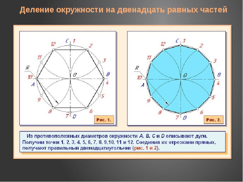 Круг на 12 равных частей рисунок