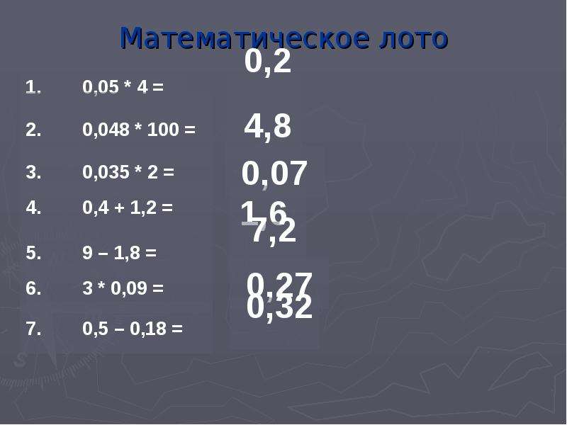 Математическое лото презентация