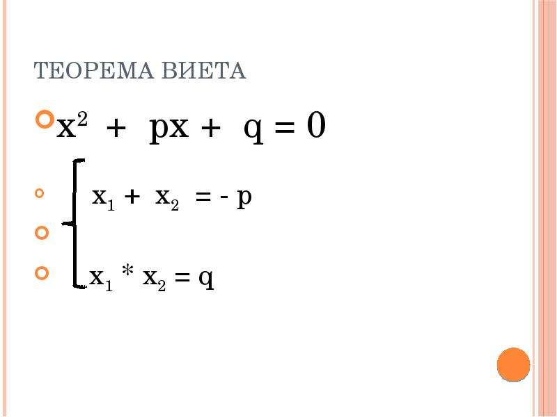 Теорема виета примеры