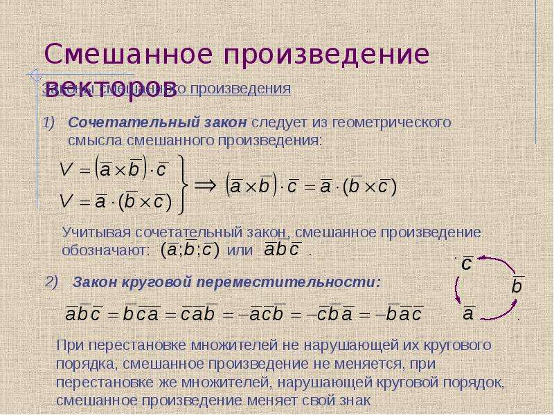 Смешанное произведение векторов. Скалярное и векторное произведение. Модуль смешанного произведения. Приложения смешанного произведения векторов. Скалярное произведение трех векторов.