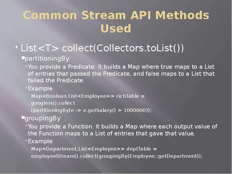 Stream api в java. Stream API vs for. Enumeration is used to.