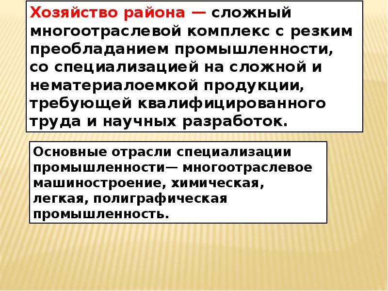 Преобладание промышленности в экономике. Основной промышленной специализацией центральной России. Многоотраслевое. 4. Город как многоотраслевое хозяйство.. В хозяйстве районе преобладает промышленность потому что.