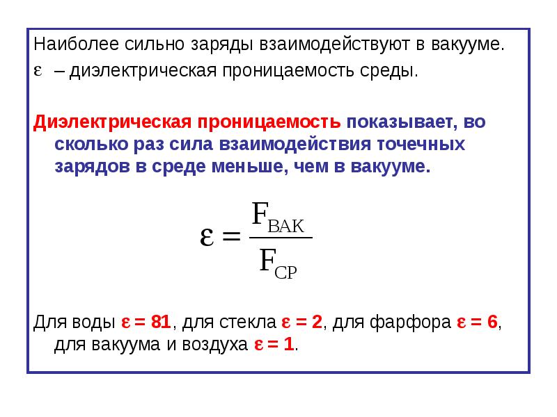 Заряды вакууме