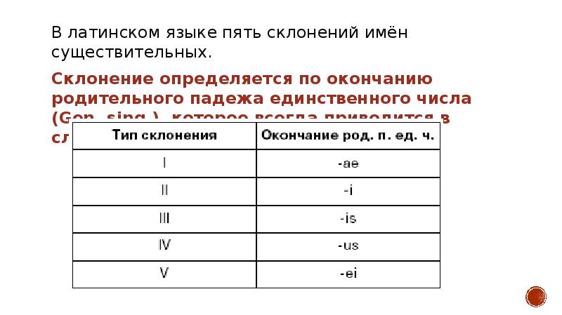 Как определить склонение существительного в латинском языке