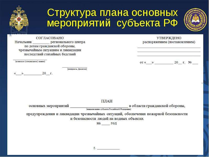 Укажите срок разработки комплексного плана основных мероприятий мчс россии на год