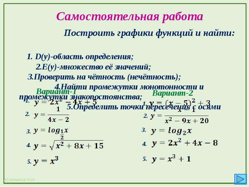 Самостоятельная функция. Самостоятельная работа работа область определения функции. Определение функции самостоятельная работа. Найти область определения функции и построить график. Найдите область определения функции самостоятельная работа.