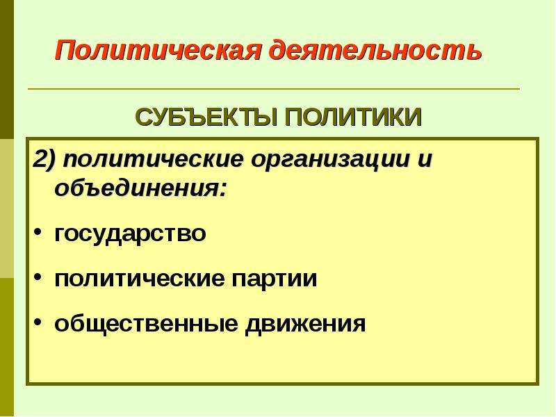 Субъекты политик