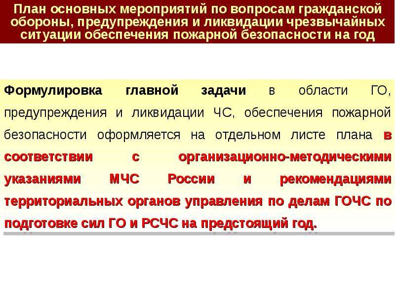 План действий по предупреждению и ликвидации чрезвычайных ситуаций