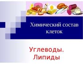 Химический состав клеток. Углеводы. Липиды