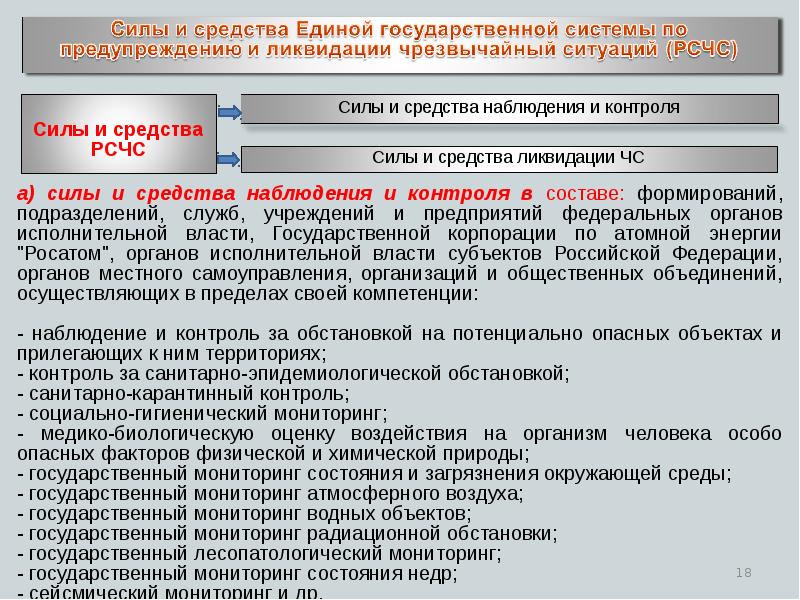 Задачи и основы организации единой государственной системы предупреждения и ликвидации чрезвычайных ситуаций, слайд №18