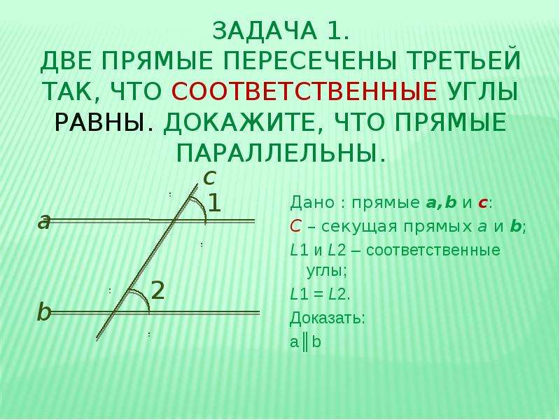 Если параллельные прямые пересекает третья прямая