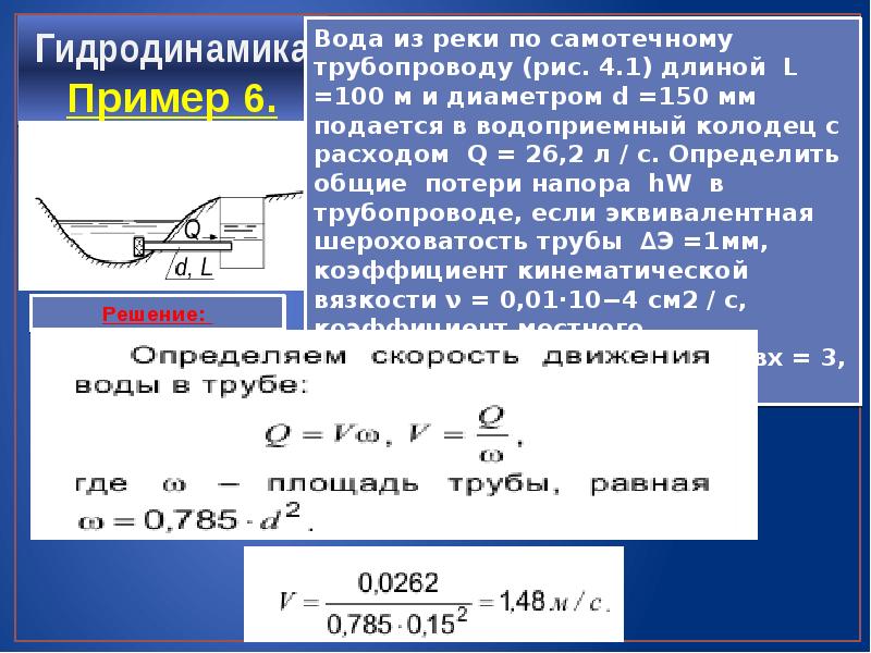 Определить скорость жидкости