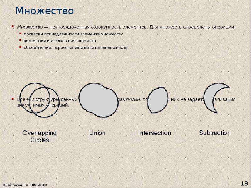 Объединение пересечение и разность