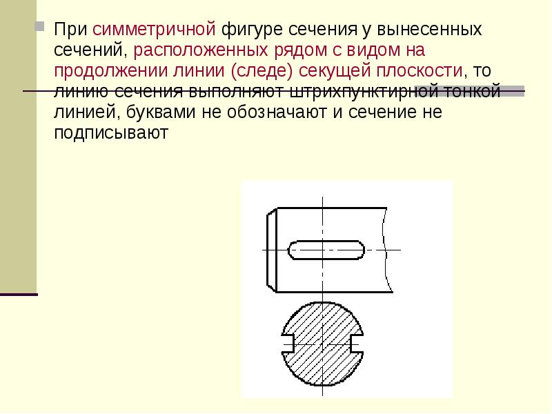 Как обозначается ось симметрии на чертеже