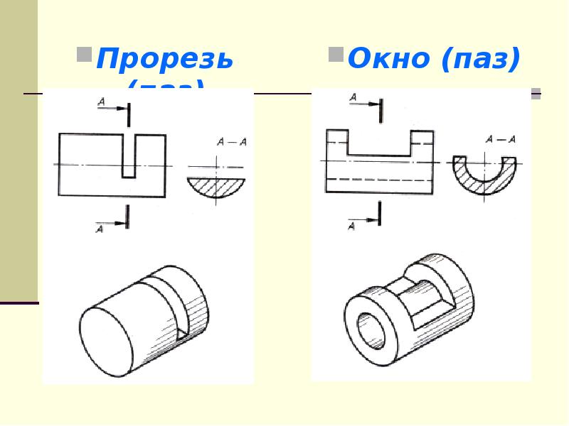 Чертеж паза в детали