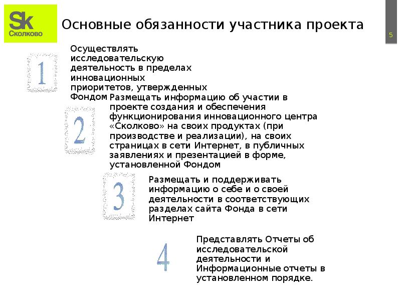 Обязанности участников проекта