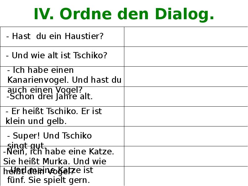 Die kontrollarbeit. Немецкий ordne den dialog. Ordne den dialog ответы. Hast du ein Haustier диалог. Ordne den dialog немецкий язык.