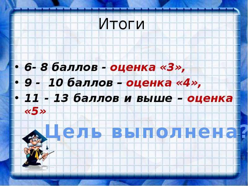 6 баллов оценка