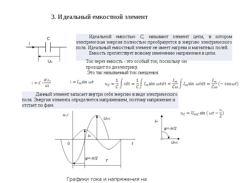 Синусоидальные цепи. Идеализированные цепи переменного тока (цепь с l, r, c, RLC).. Идеальная емкость цепи синусоидального тока. Синусоидальный ток через конденсатор. Исследование RC цепи синусоидального тока.