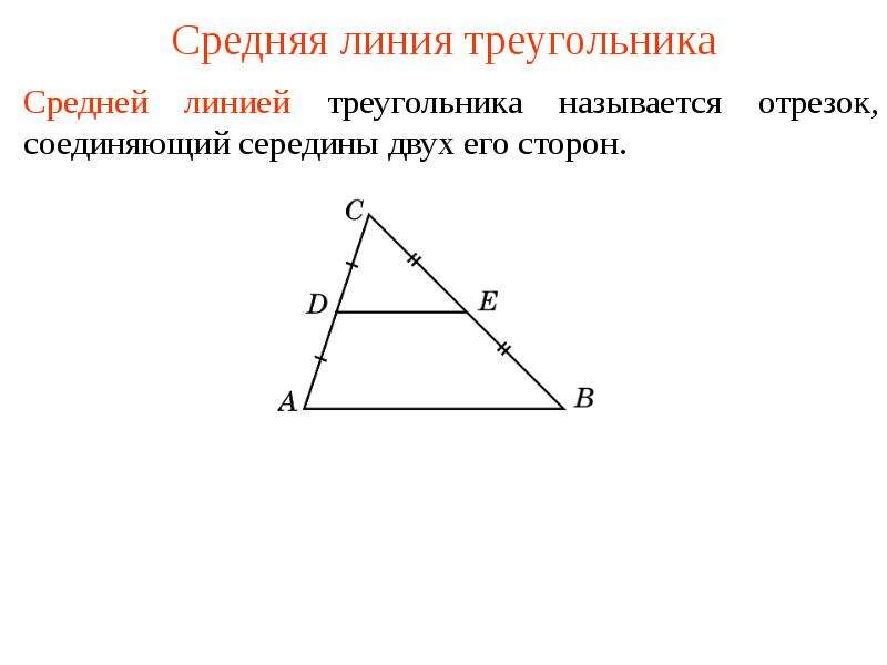 Теорема о средней линии треугольника рисунок