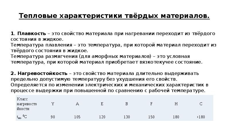 Тепловые характеристики. Тепловые свойства материалов. Характеристики электротехнических материалов. Характеристики тепловых свойств материалов. Тепловые характеристики твёрдых материалов.