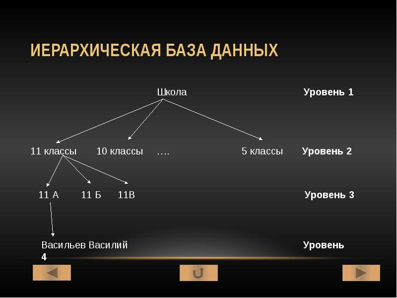 Примером иерархической базы данных является