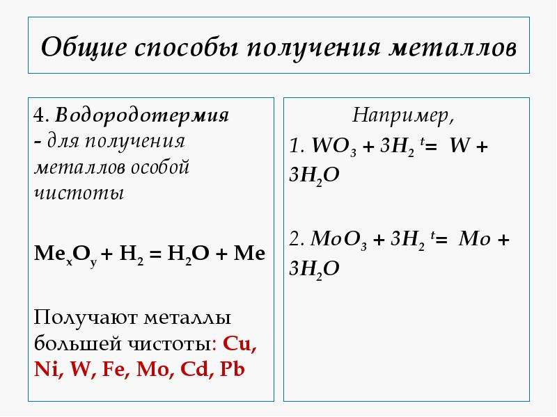 Основные способы получения металлов презентация