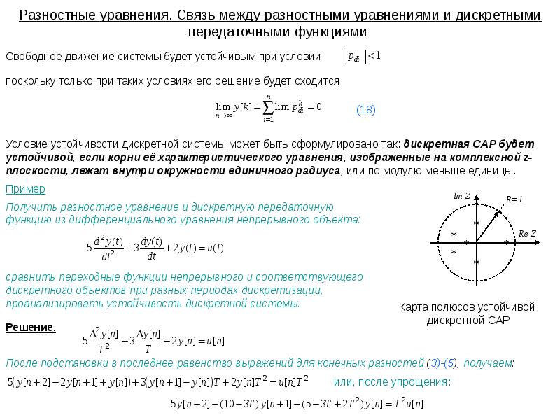 Дискретные решения. Передаточная функция дискретной системы. Понятие решетчатой функции. Передаточная функция на комплексной плоскости. Решетчатая функция.